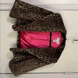 Newport News Leopard Print Jacket with Pink Lining